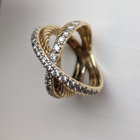 David Yurman 18K Gold Diamond X ring - Picture 10 of 13